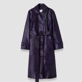 Purple Auger Embossed Croc Leather Coat - Joseph