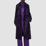 Purple Auger Embossed Croc Leather Coat - Joseph