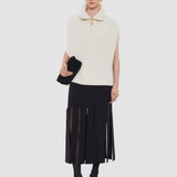 White Raffet Fisherman Rib Cashmere Vest - Joseph
