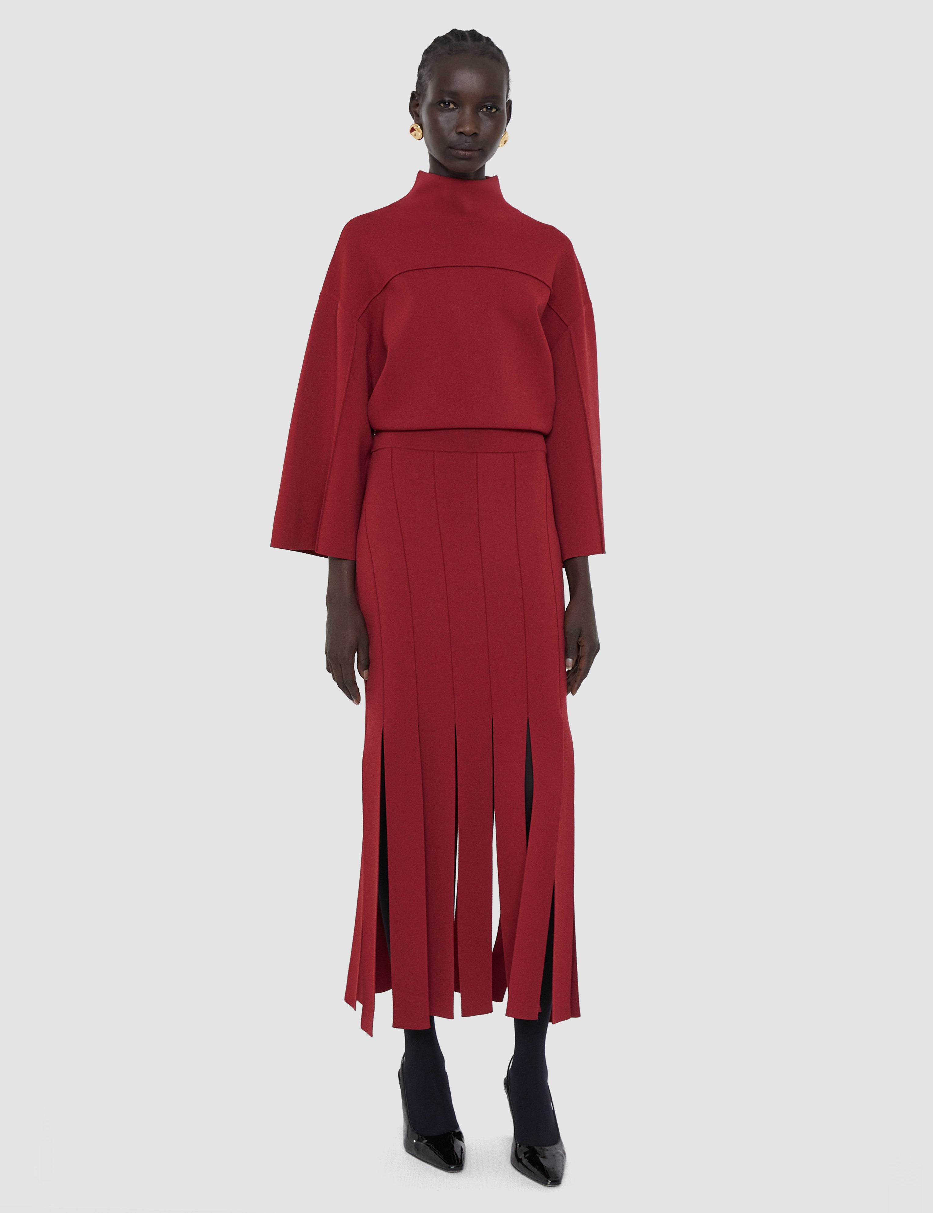 Red Lagny Compact Milano Knit Skirt - Joseph