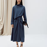 Juliana Crepe de Chine Knot Silk Blouse