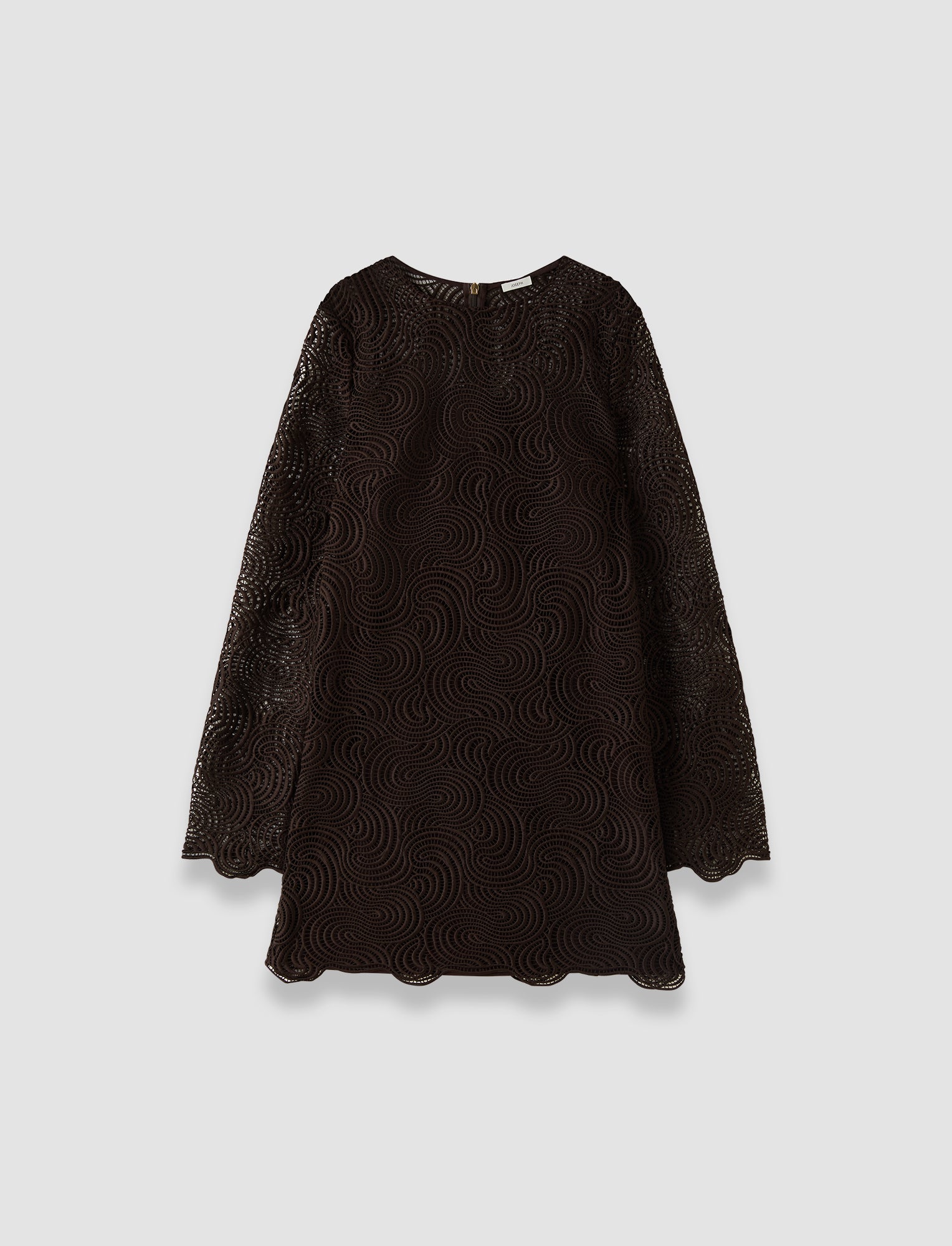 long sleeve lace crochet dress Amira Corded Lace Dress in Brown