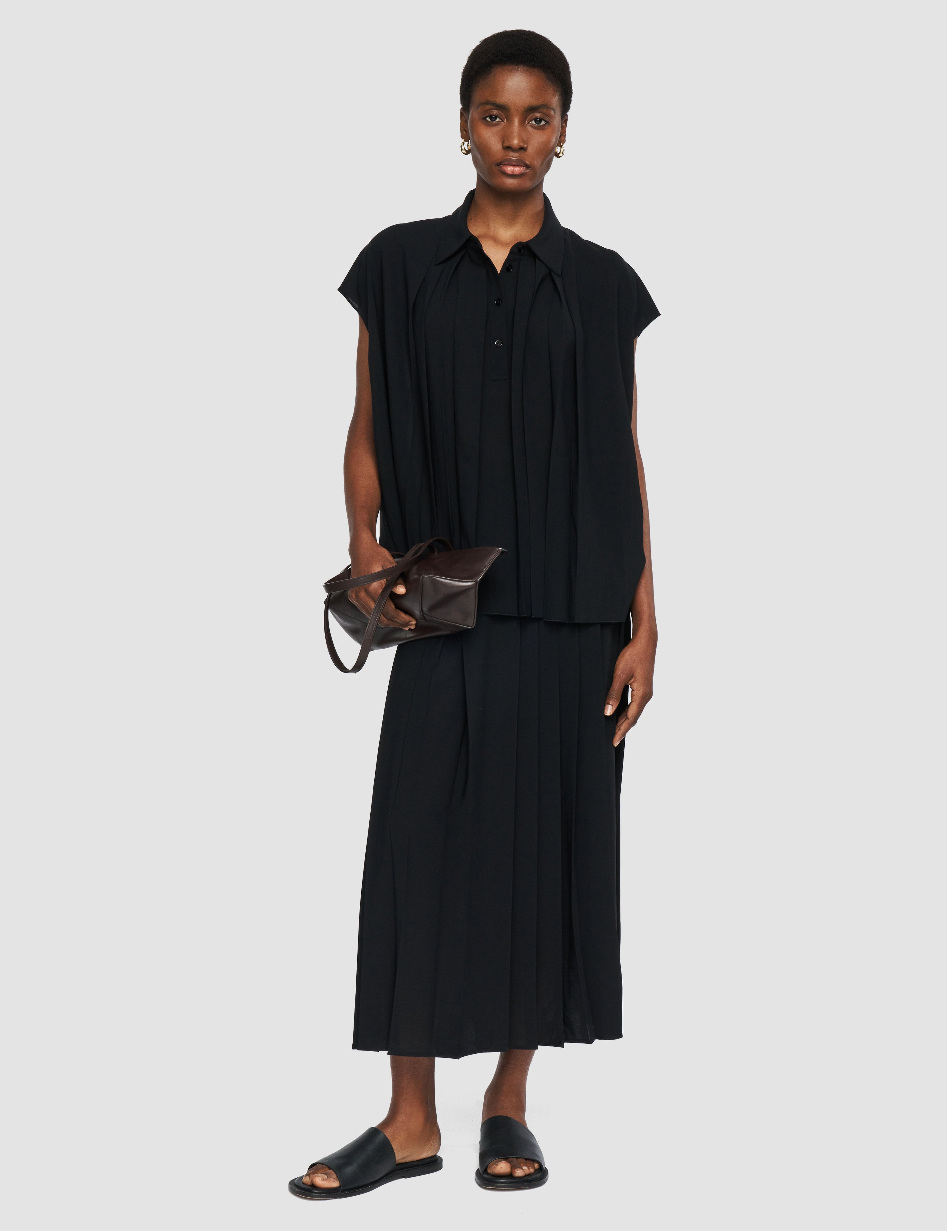Black Antin Airy Plissé Blouse - Joseph