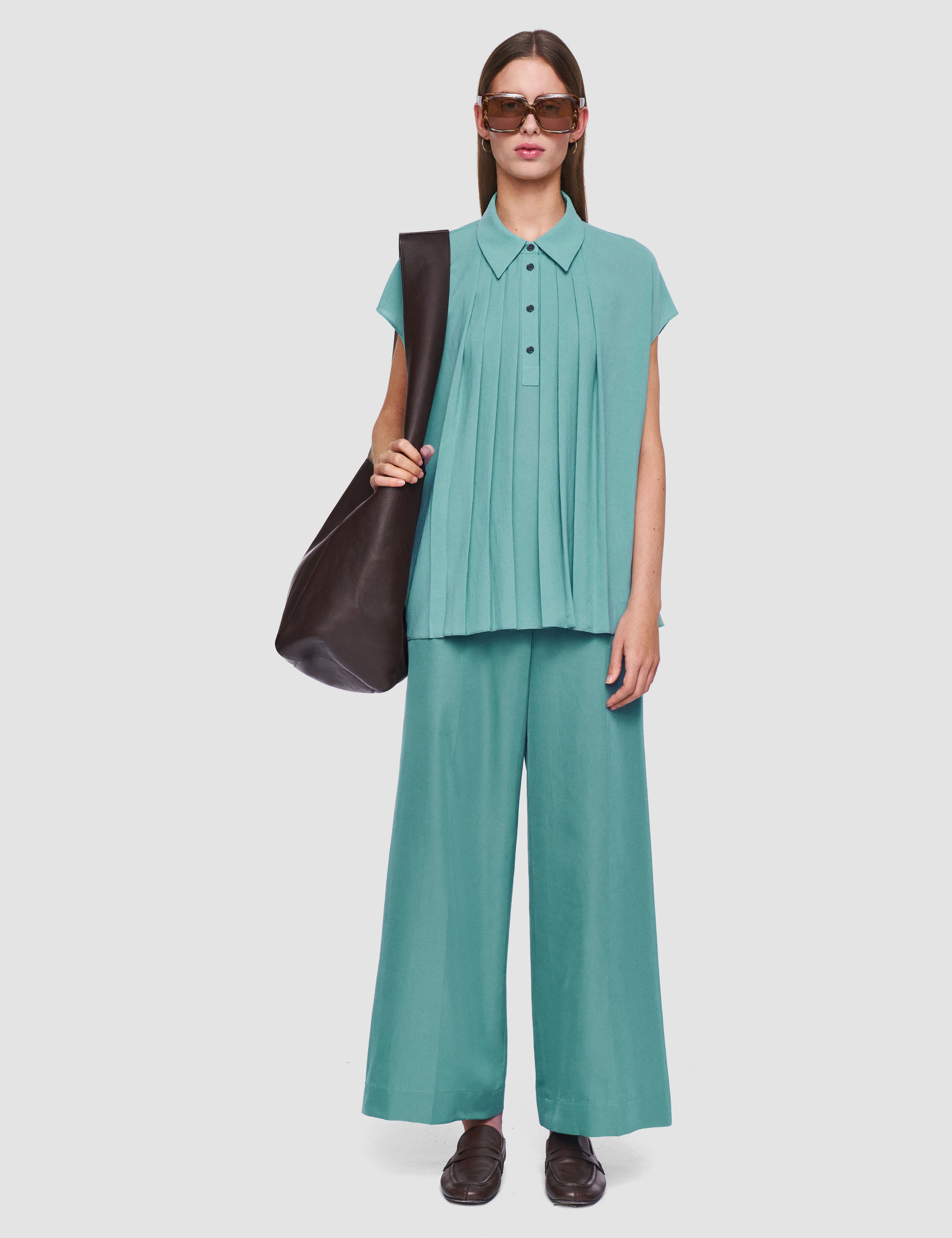 Blue Antin Airy Plissé Blouse - Joseph