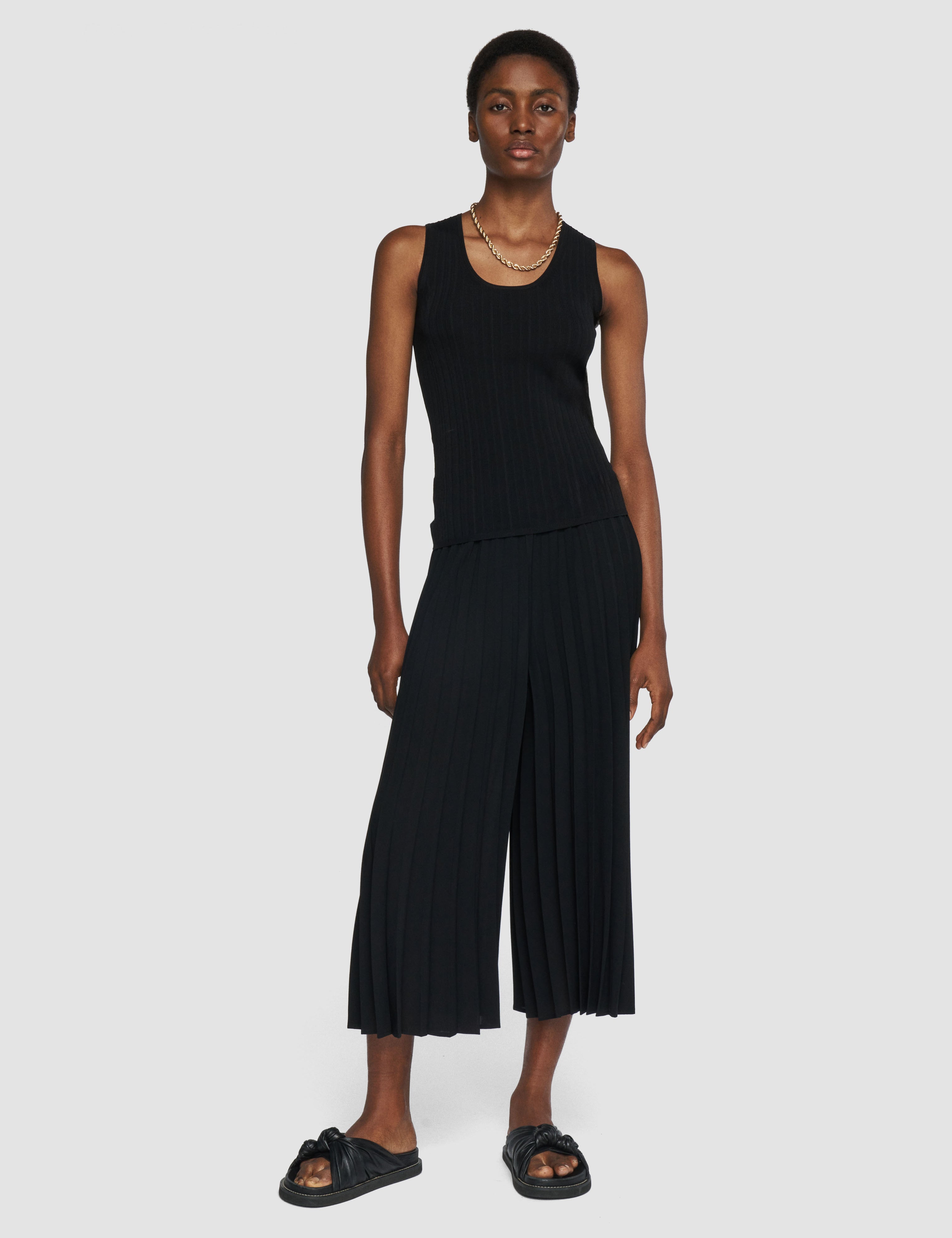 Black Anvers Airy Plissé Trousers - Joseph