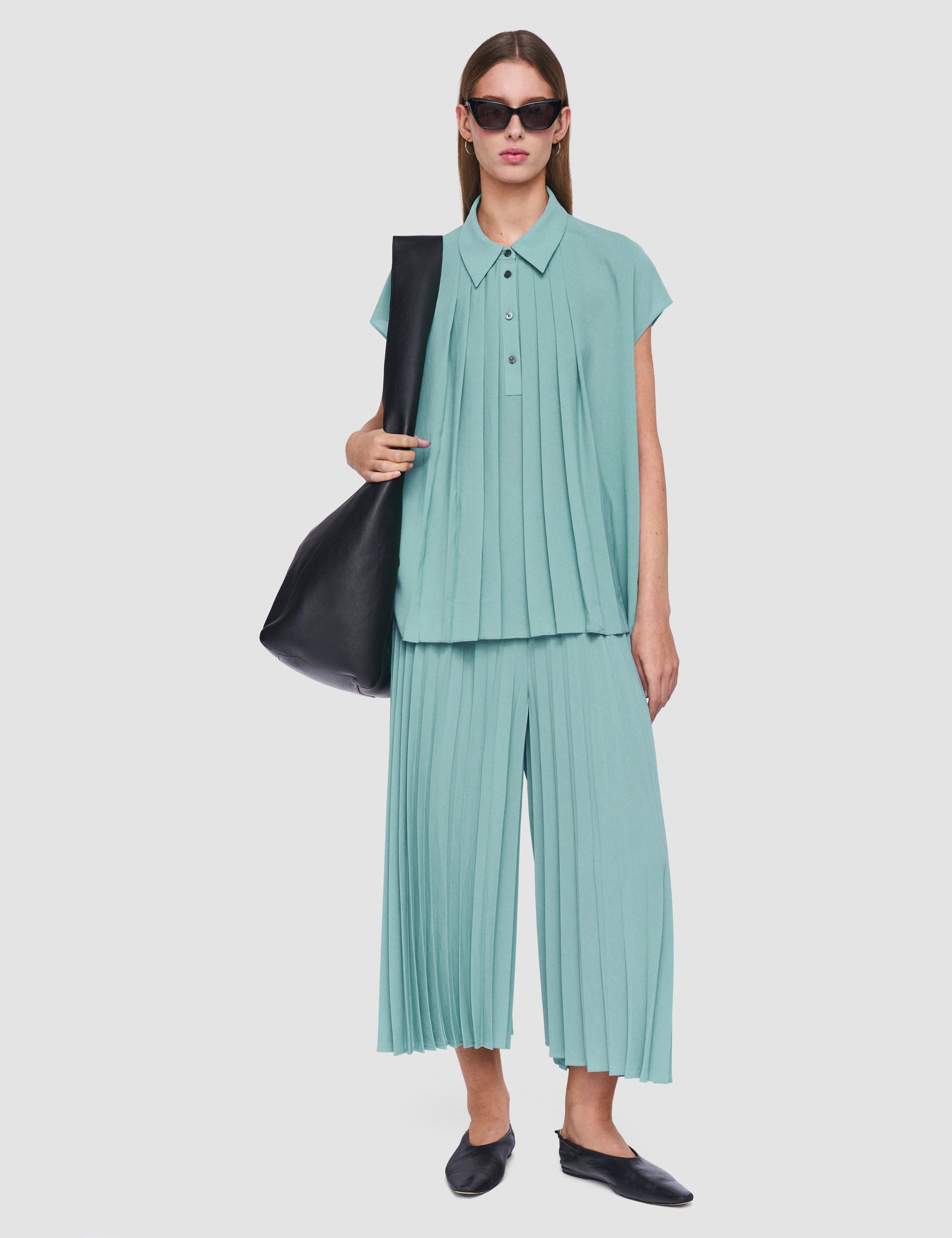Blue Anvers Airy Plissé Trousers - Joseph