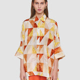 Arcole Marble Print Silk Shirt