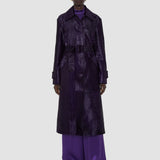 Purple Auger Embossed Croc Leather Coat - Joseph