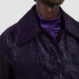 Purple Auger Embossed Croc Leather Coat - Joseph
