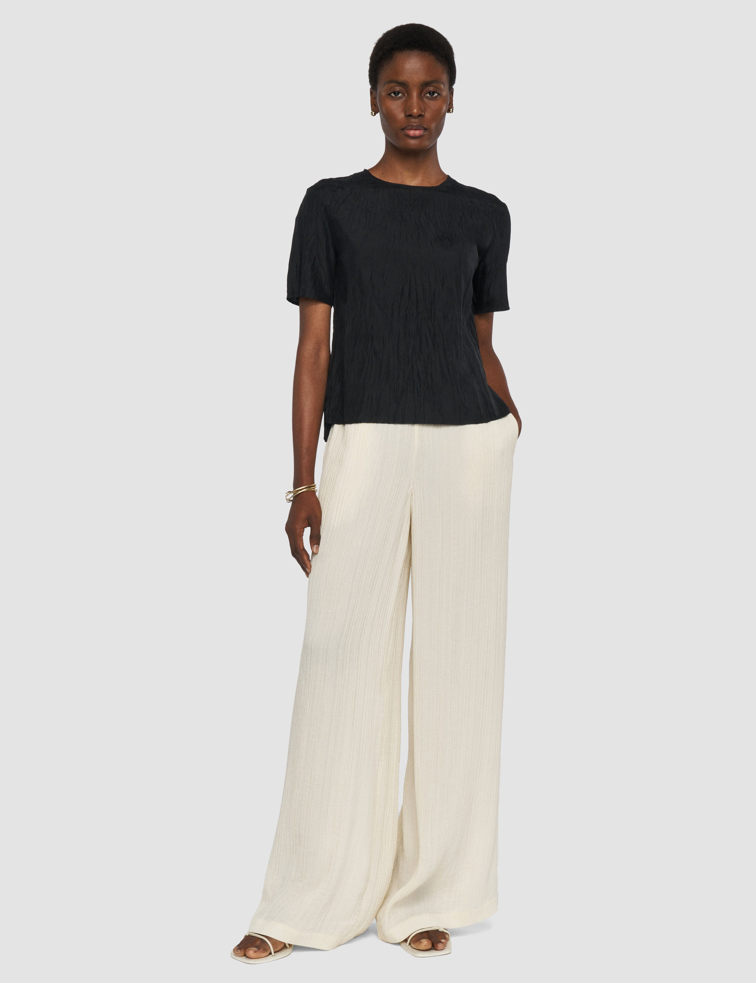 Black Brunet Habotai Silk Top - Joseph