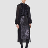 Black Cave Double Satin Blouse - Joseph
