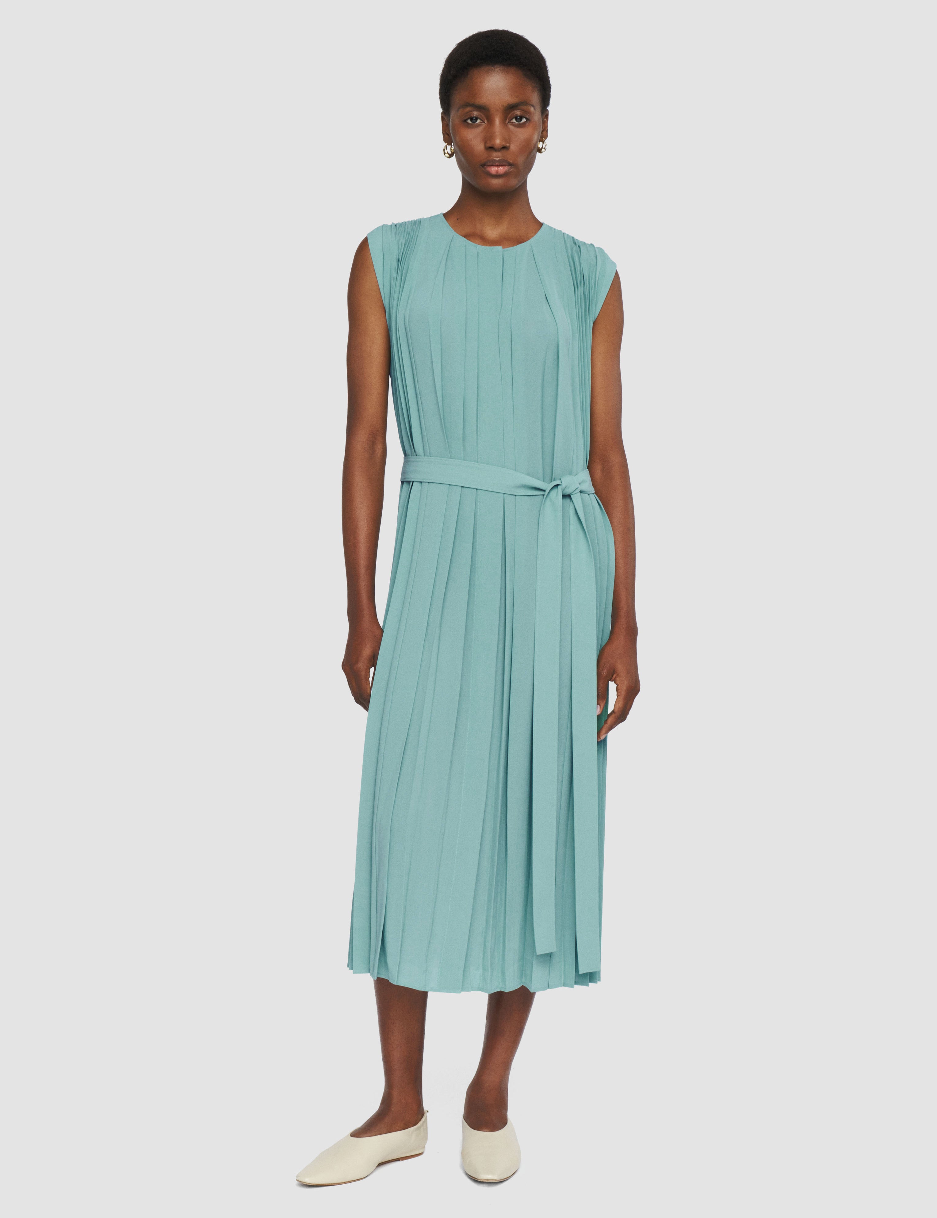 Blue Davide Airy Plissé Dress - Joseph