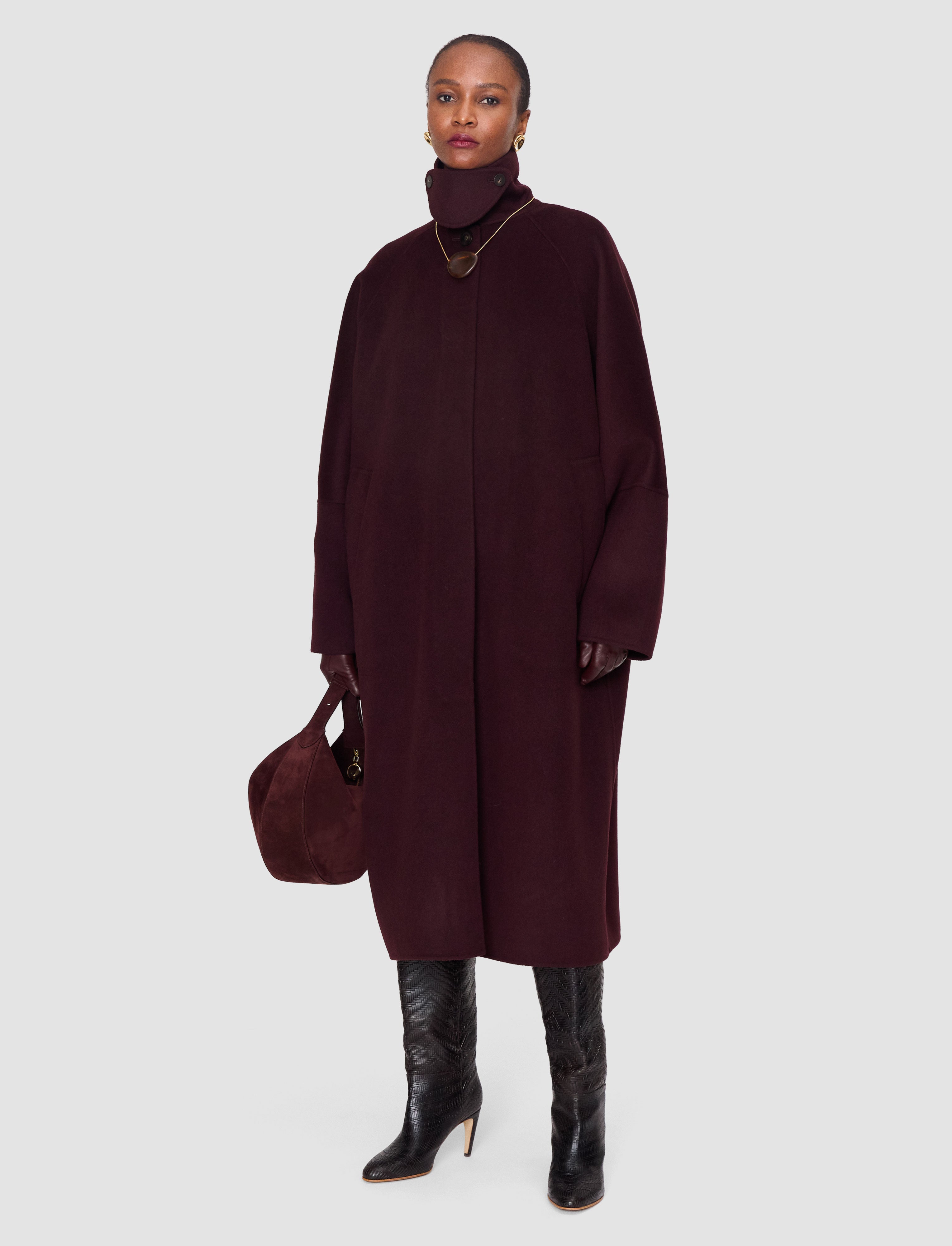 Donna Double Face Cashmere コート - 紫 | JOSEPH JP