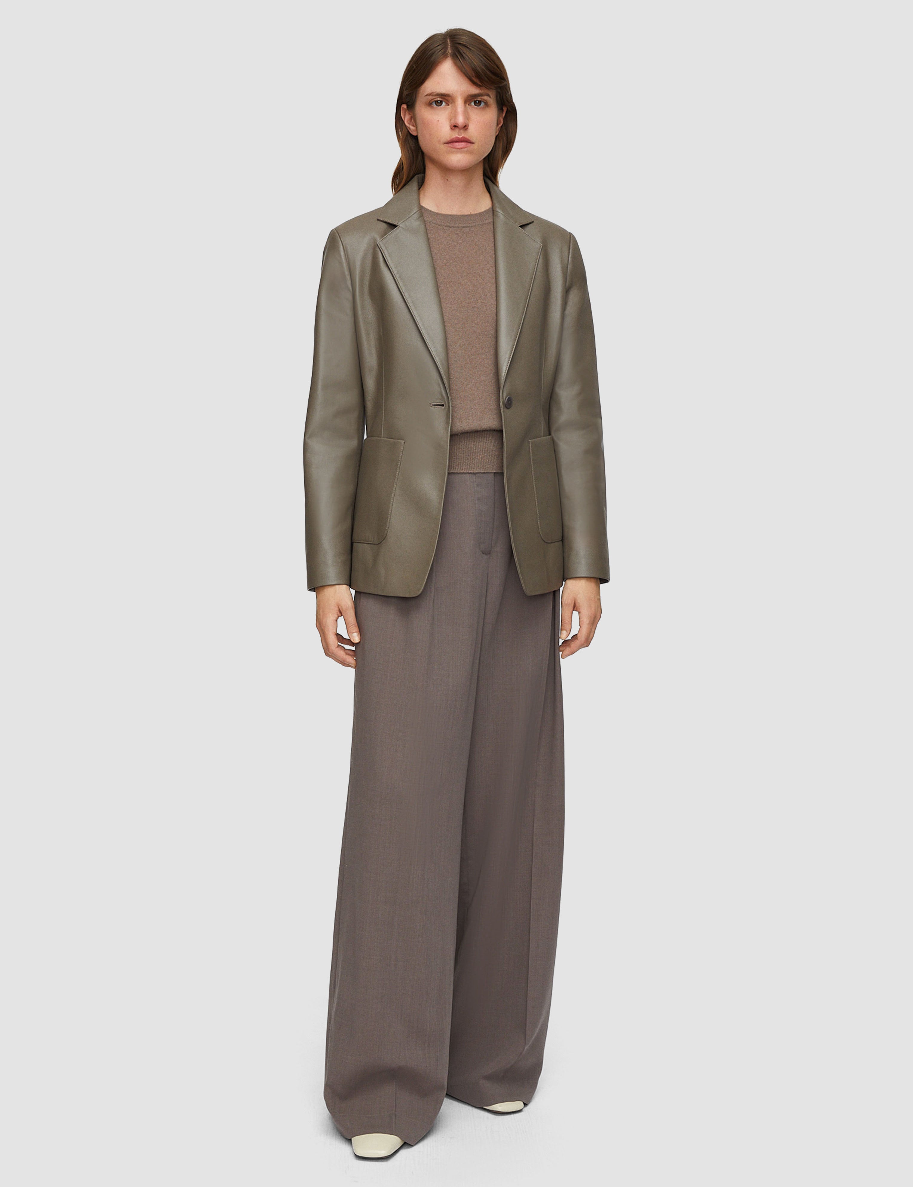 Brown Forest Wool Voile Trousers - Joseph