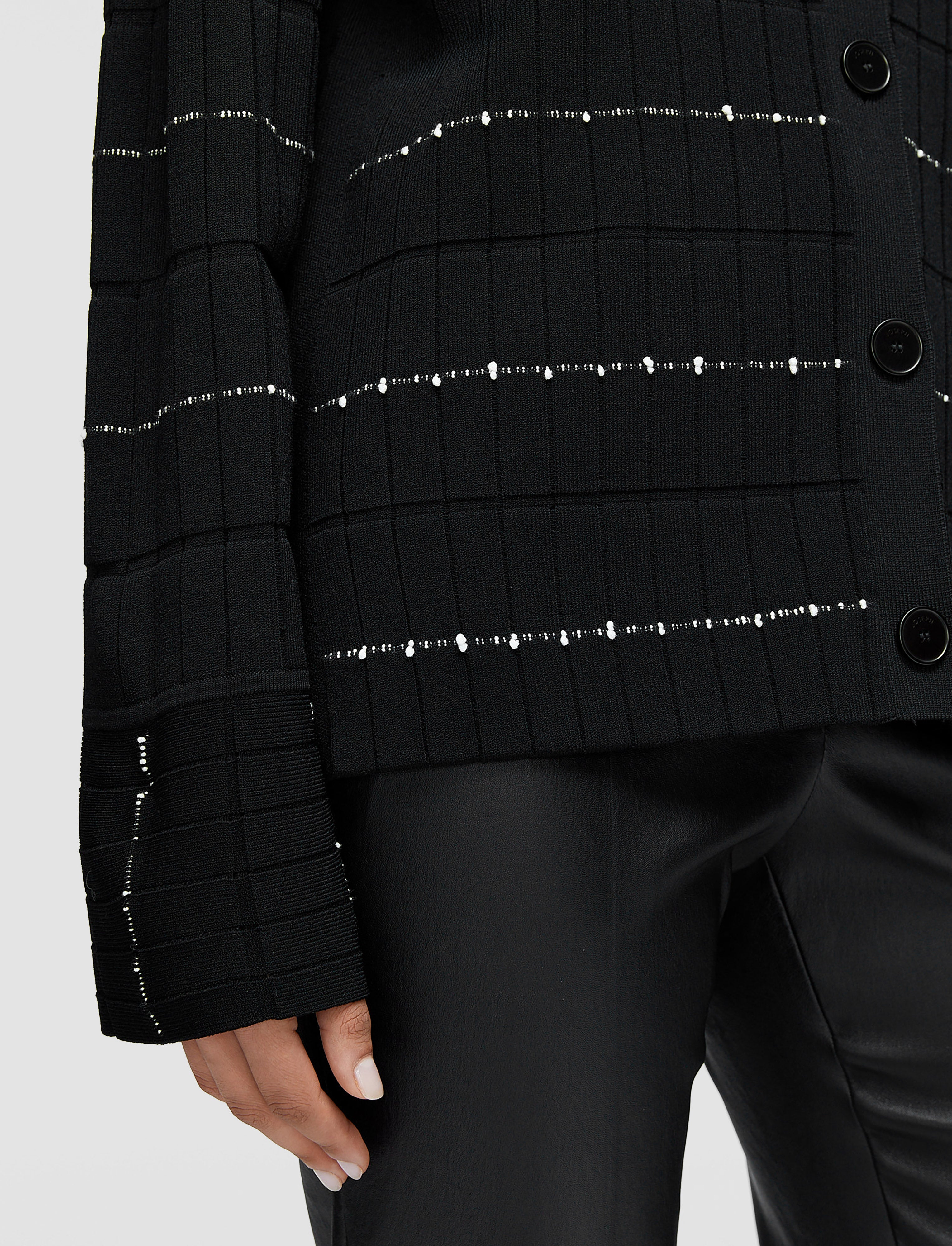 black-fragmented-stripes-cardigan-JOSEPH