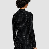 Fragmented Stripes Mock Neck Top