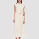 White Garnier Pleat Jacquard Dress - Joseph