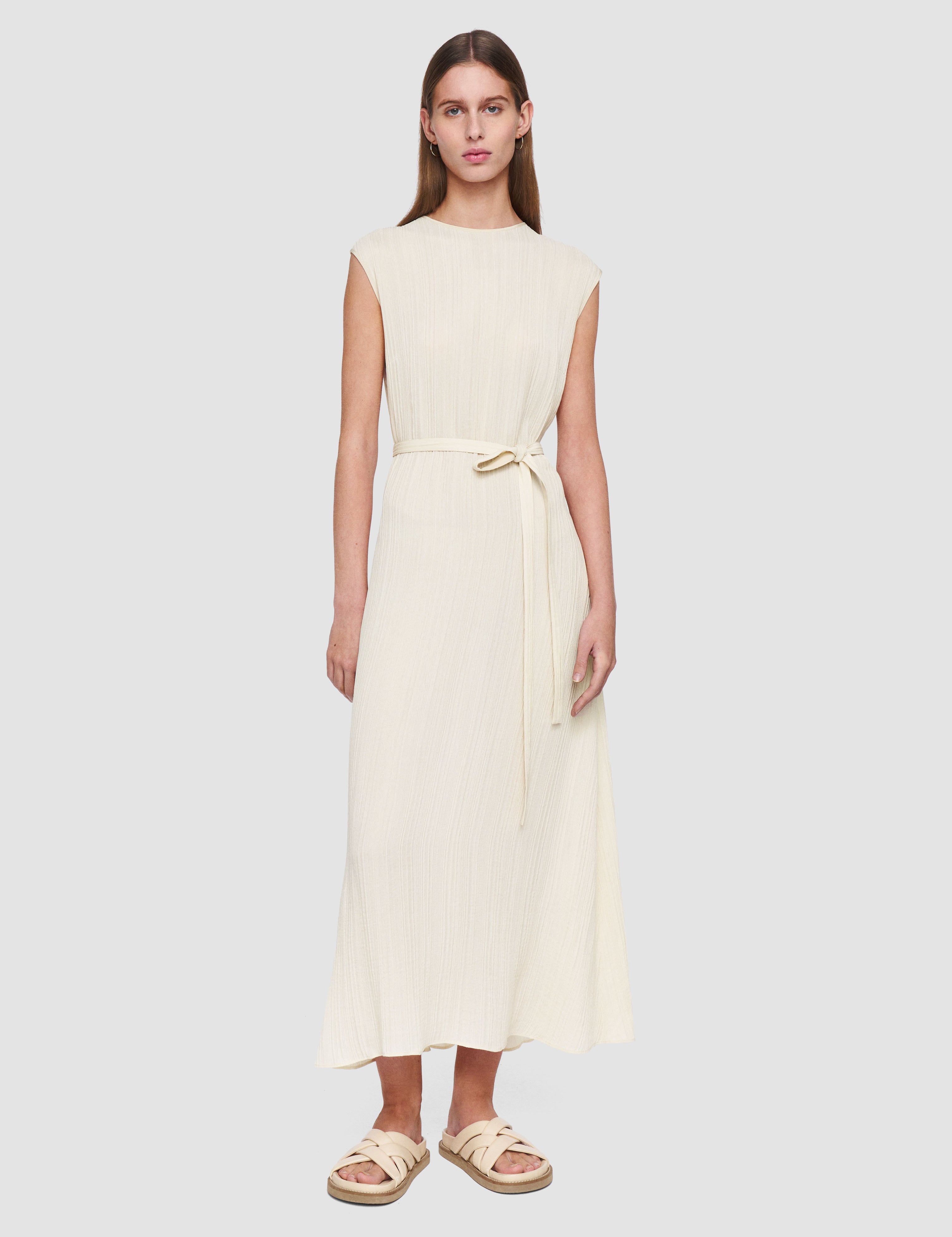White Garnier Pleat Jacquard Dress - Joseph