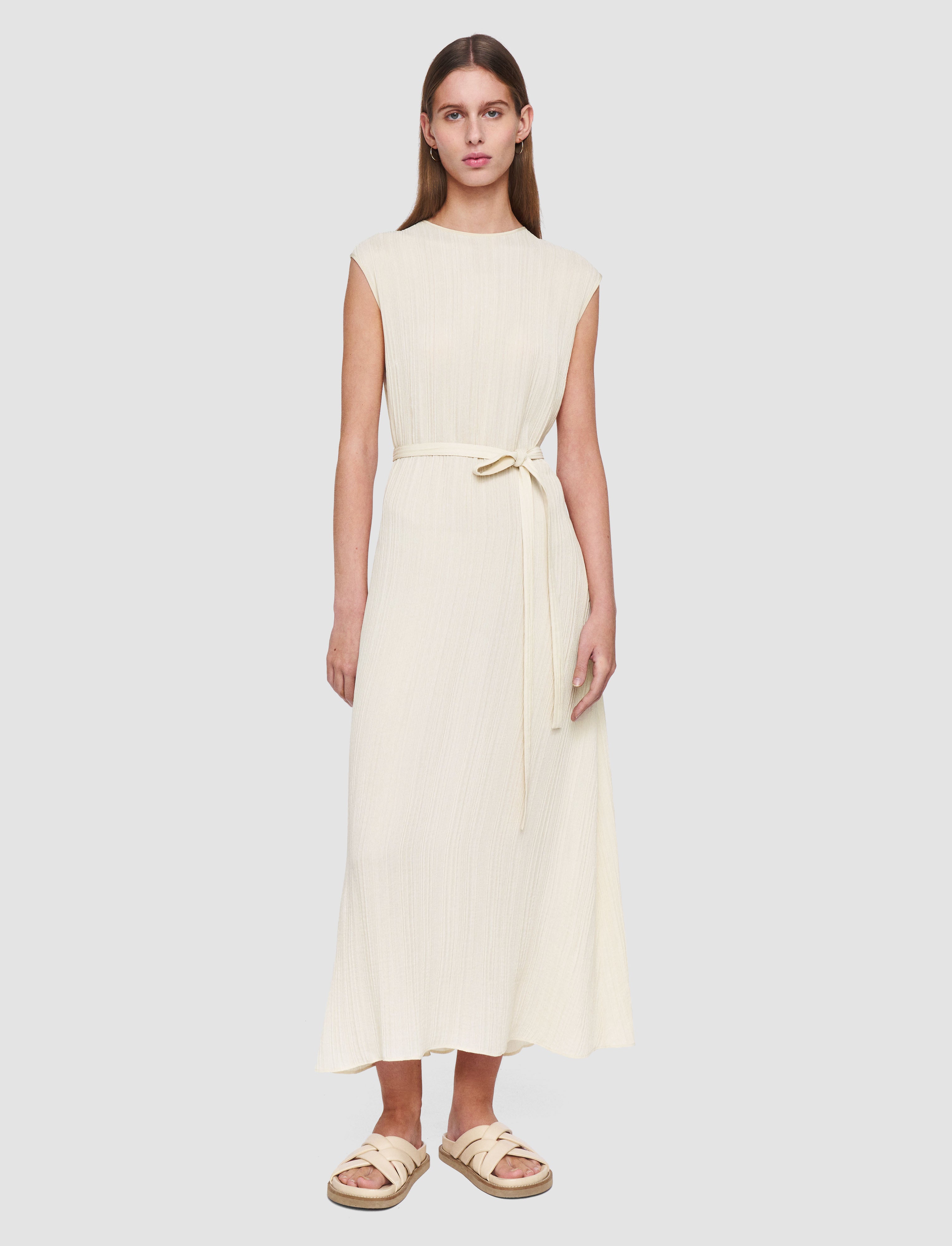 white-garnier-pleat-jacquard-dress-JOSEPH
