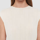 White Garnier Pleat Jacquard Dress - Joseph