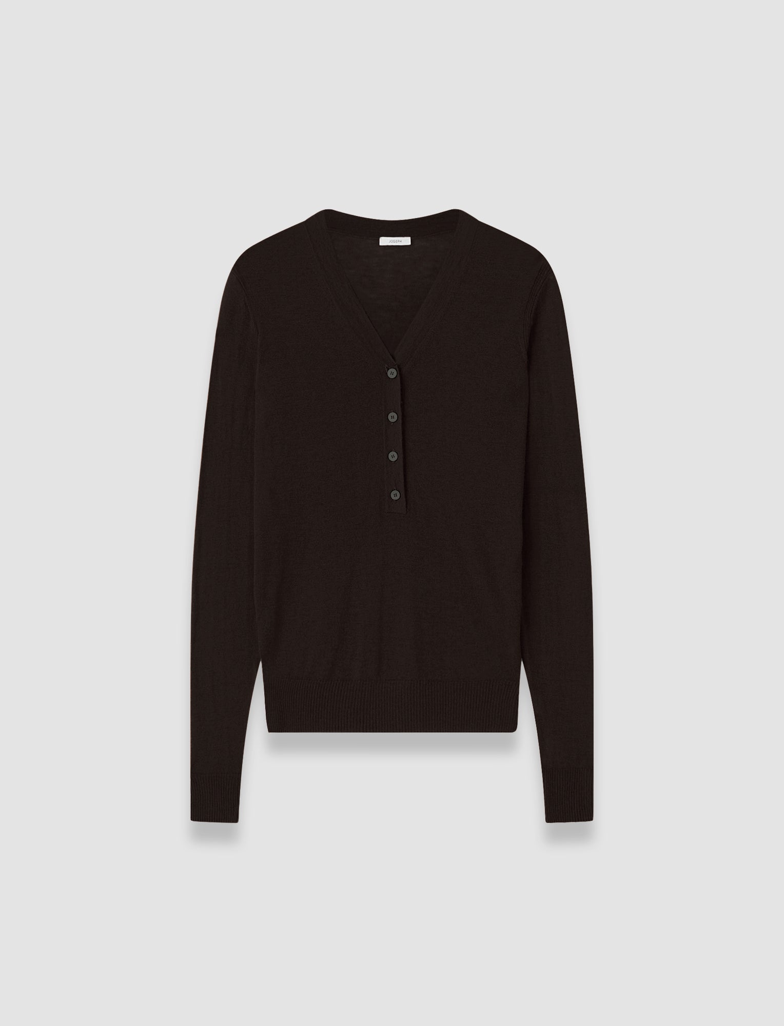 Gillies Cashair Henley Jumper in Brown | JOSEPH US