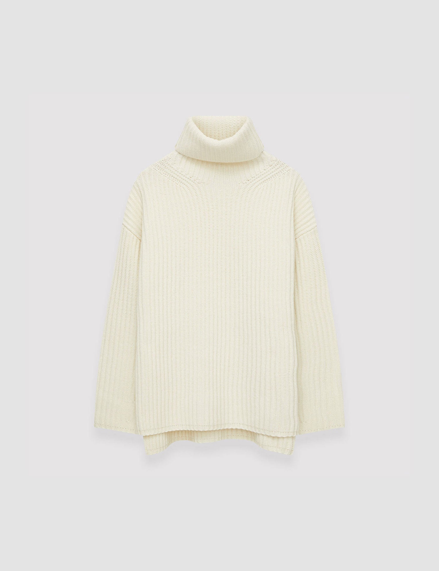 White Cardigan Stitch High Neck Jumper - Joseph