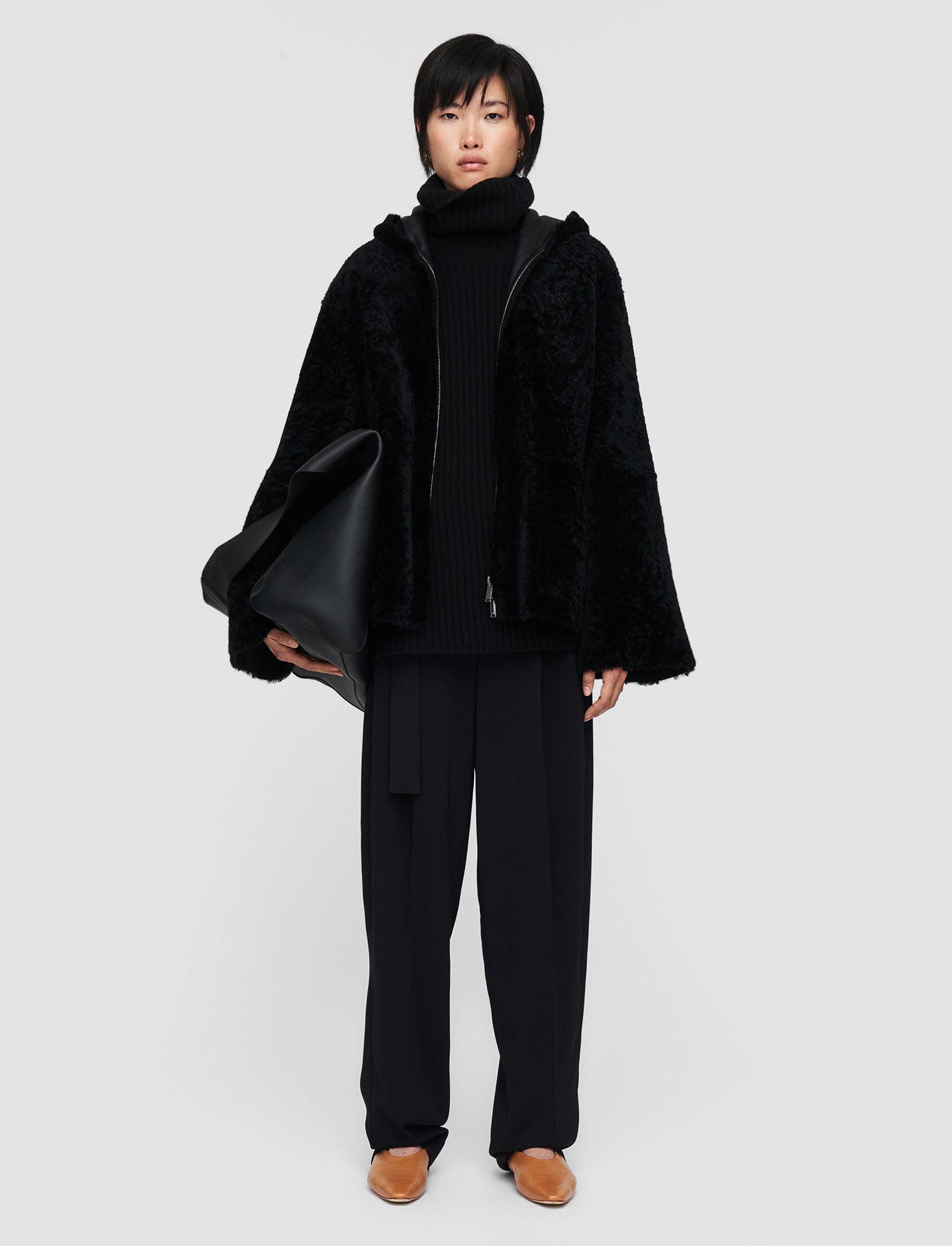 ブラック-cosser-reversible-shearling-コート-JOSEPH