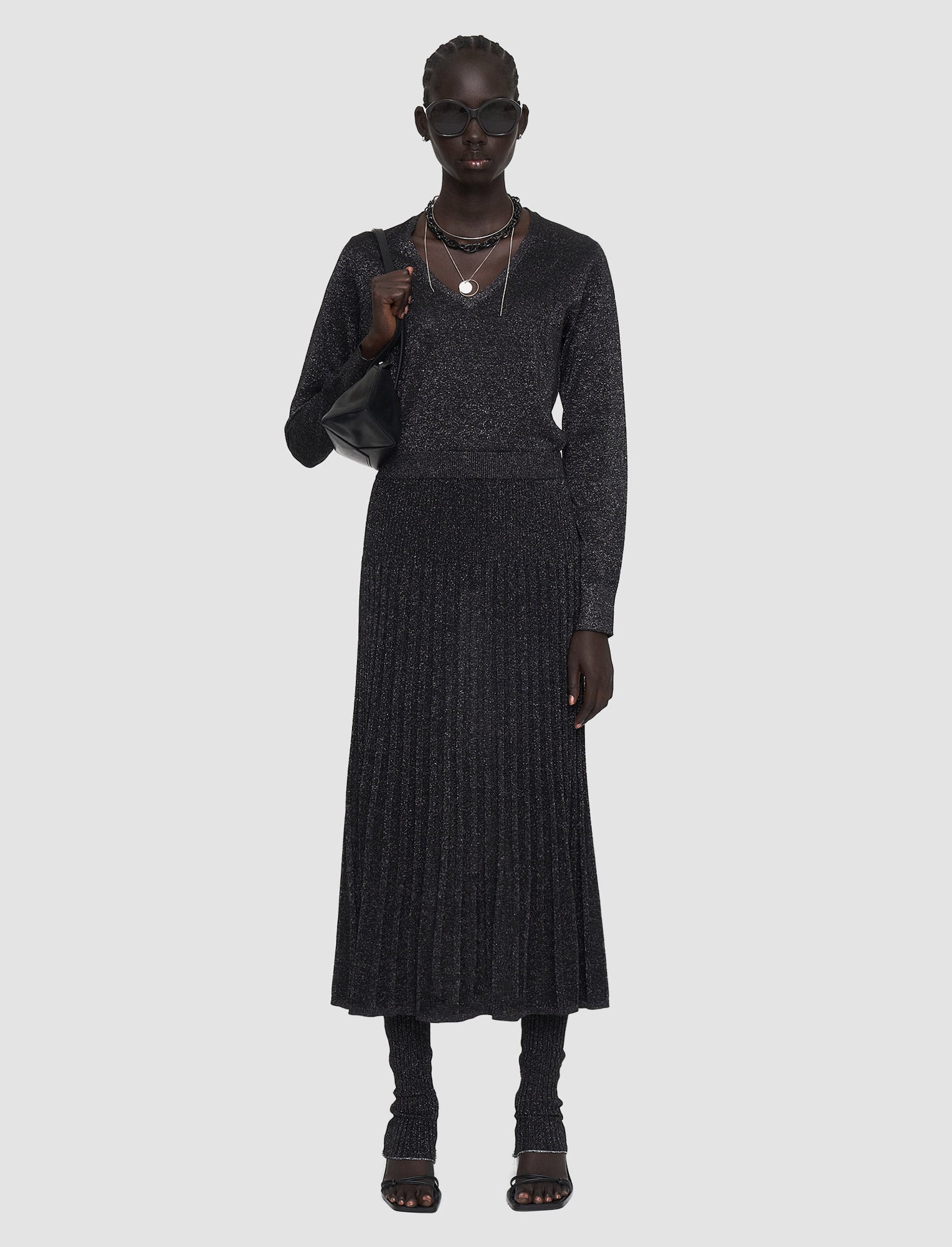 ブラック-lurex-knit-スカート-JOSEPH