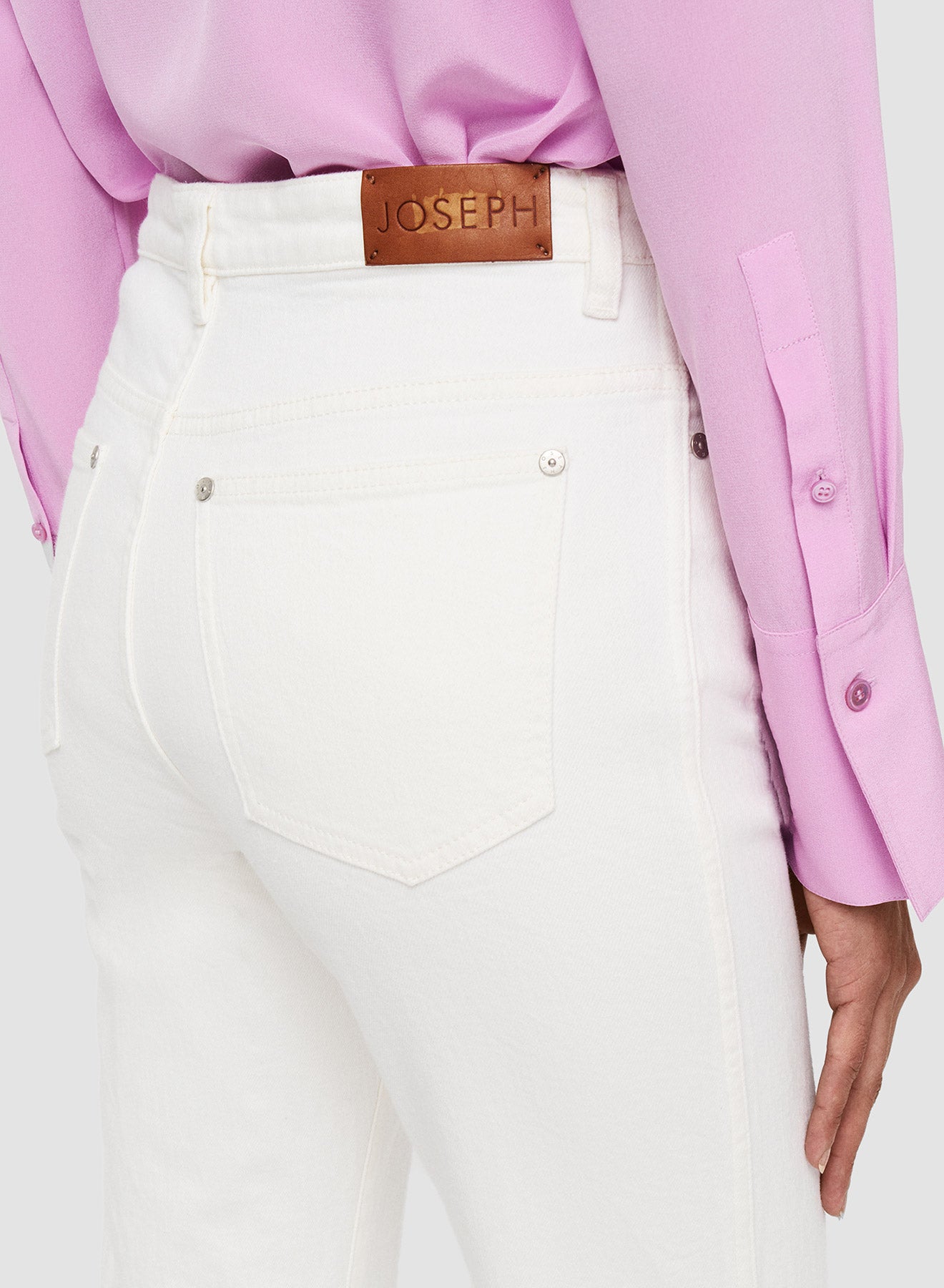 ホワイト-denim-stretch-bond-トラウザーズ-JOSEPH