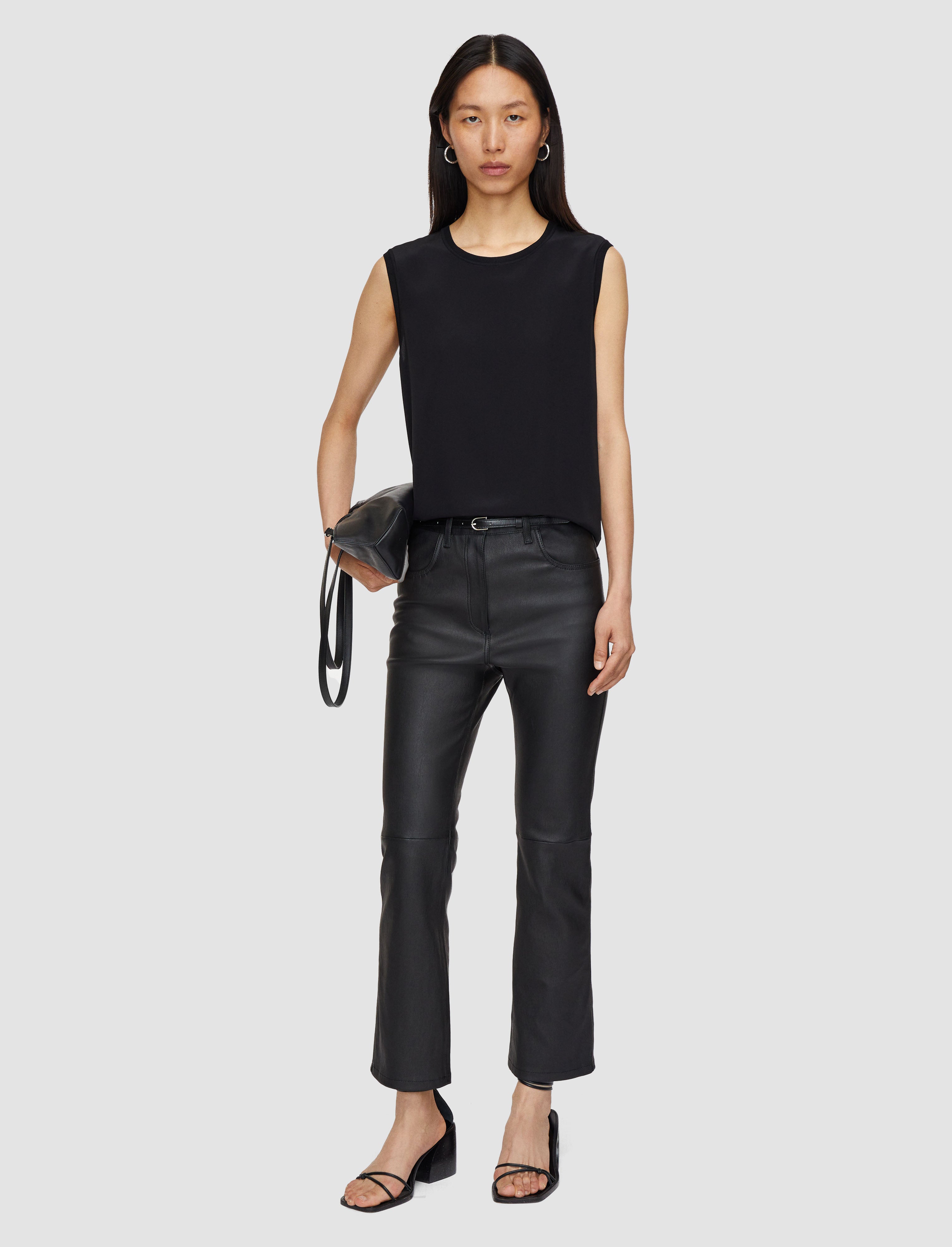 ブラック-duke-leather-stretch-トラウザーズ-JOSEPH