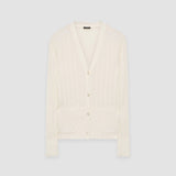 White Crisp Rayon Knitted Cardigan - Joseph