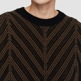 Brown Chevron Ribbed Round Neck Jumper - Joseph