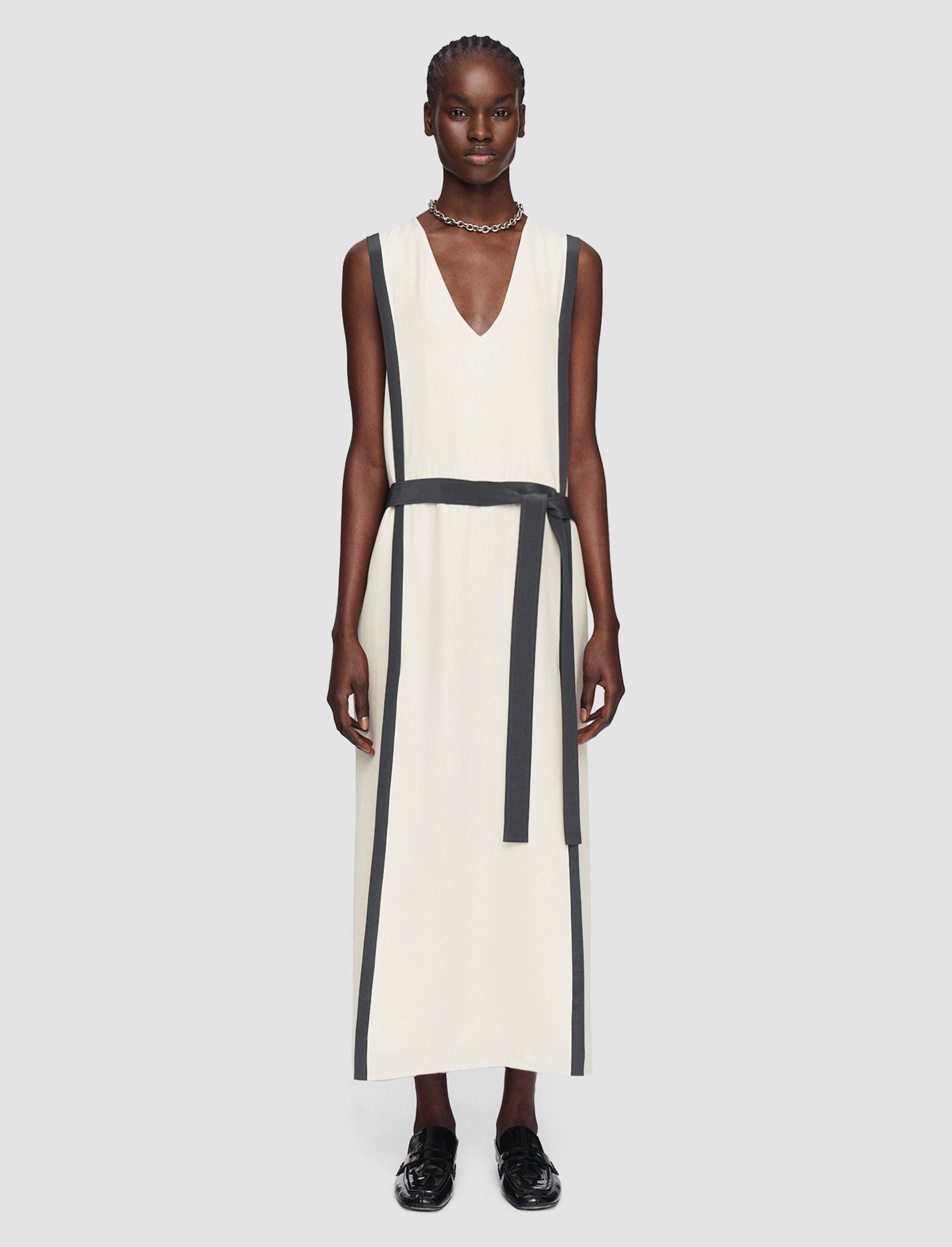 ホワイト-heavy-silk-crepe-animation-muguet-ドレス-JOSEPH