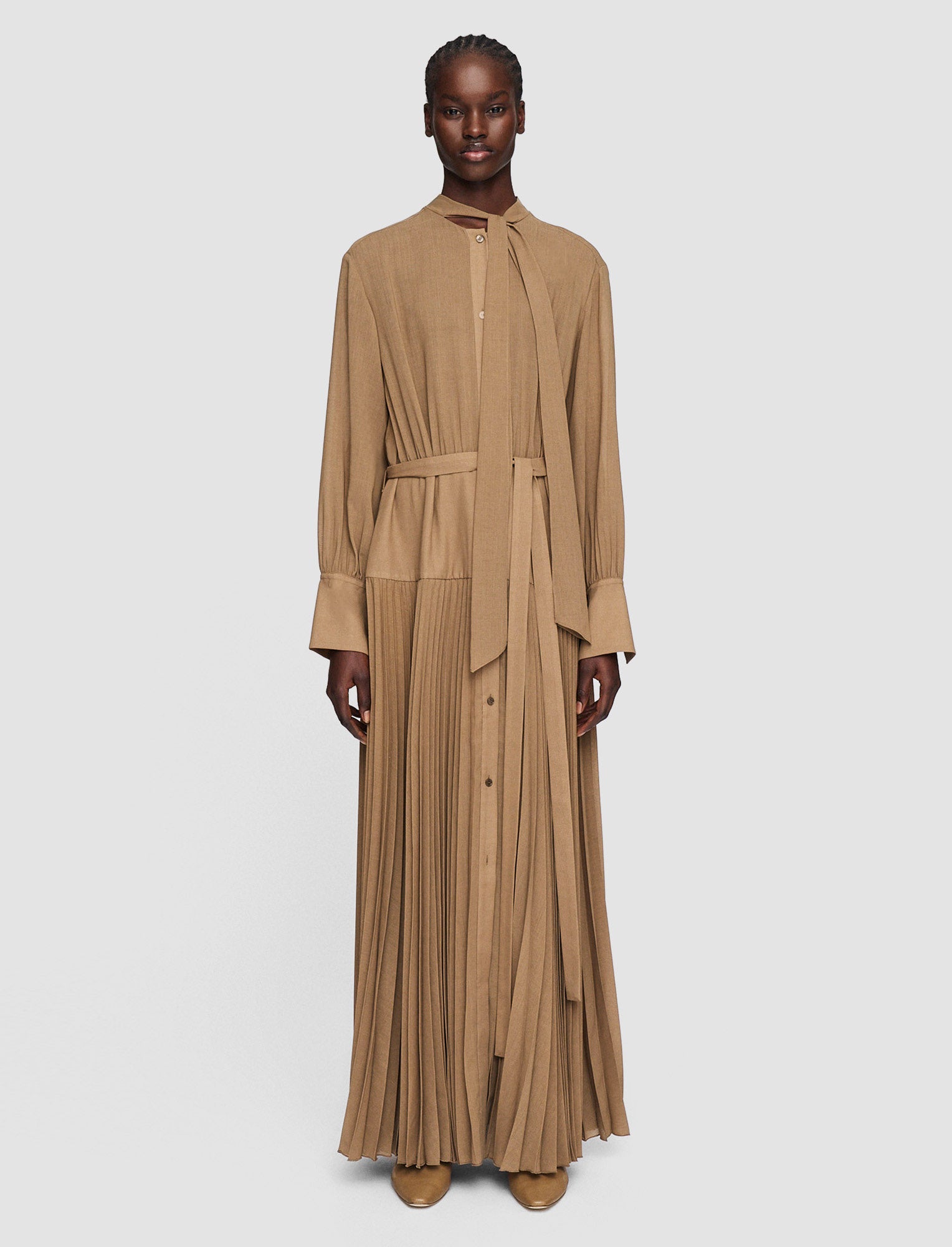 beige-light-voile-lisa-dress-JOSEPH