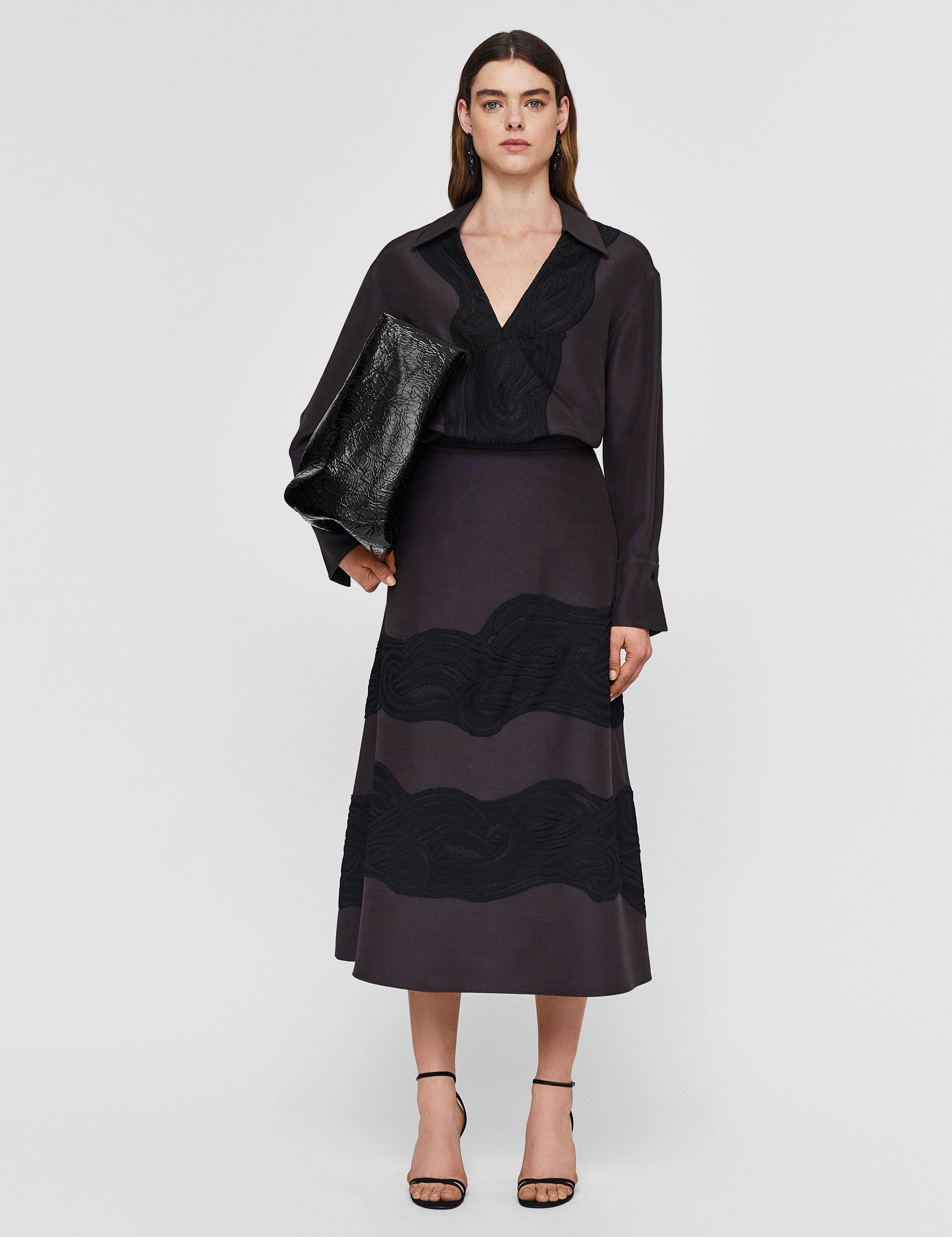 Purple Madone Evening Silk Blend & Lace Skirt - Joseph