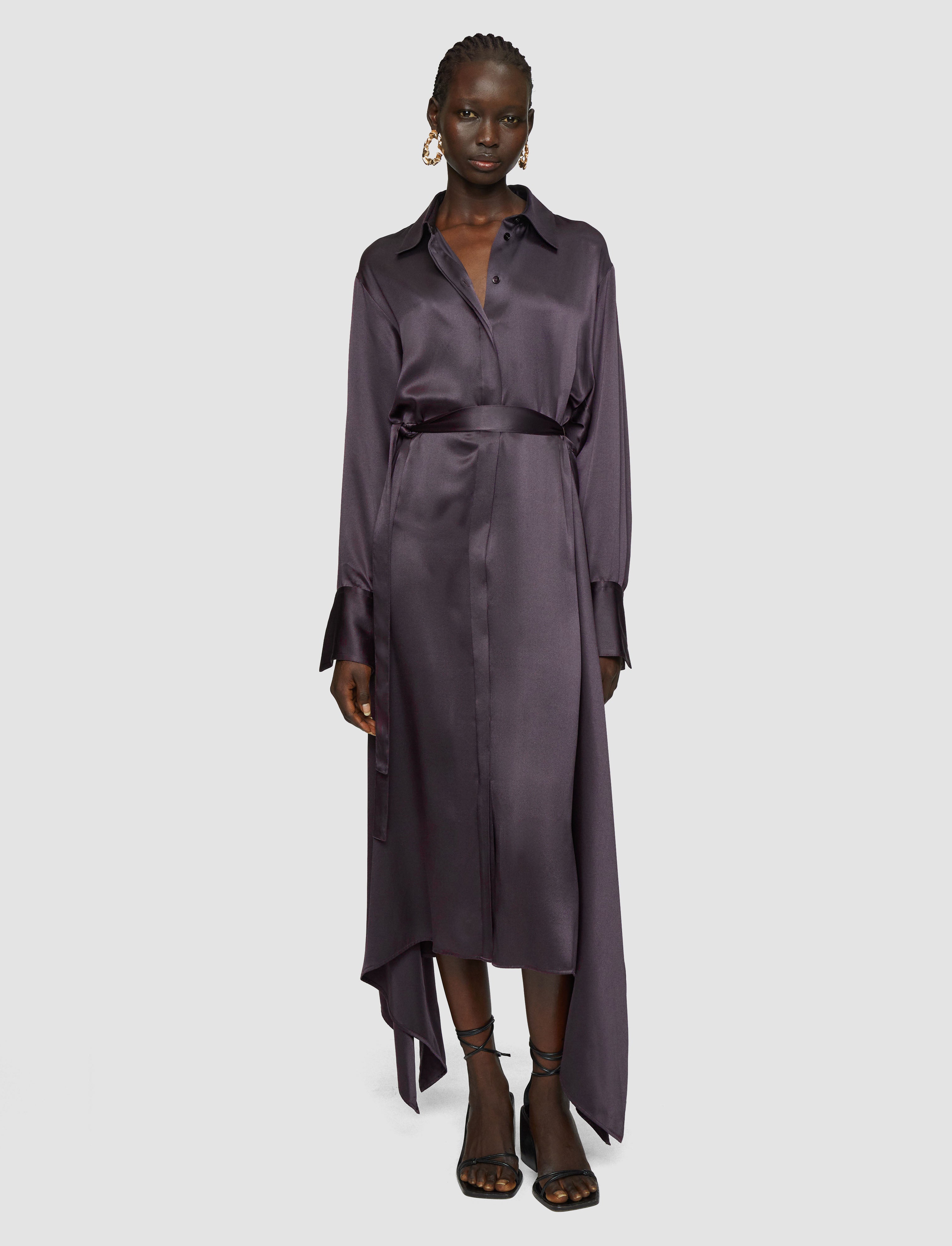 パープル-cyprien-silk-satin-ドレス-JOSEPH