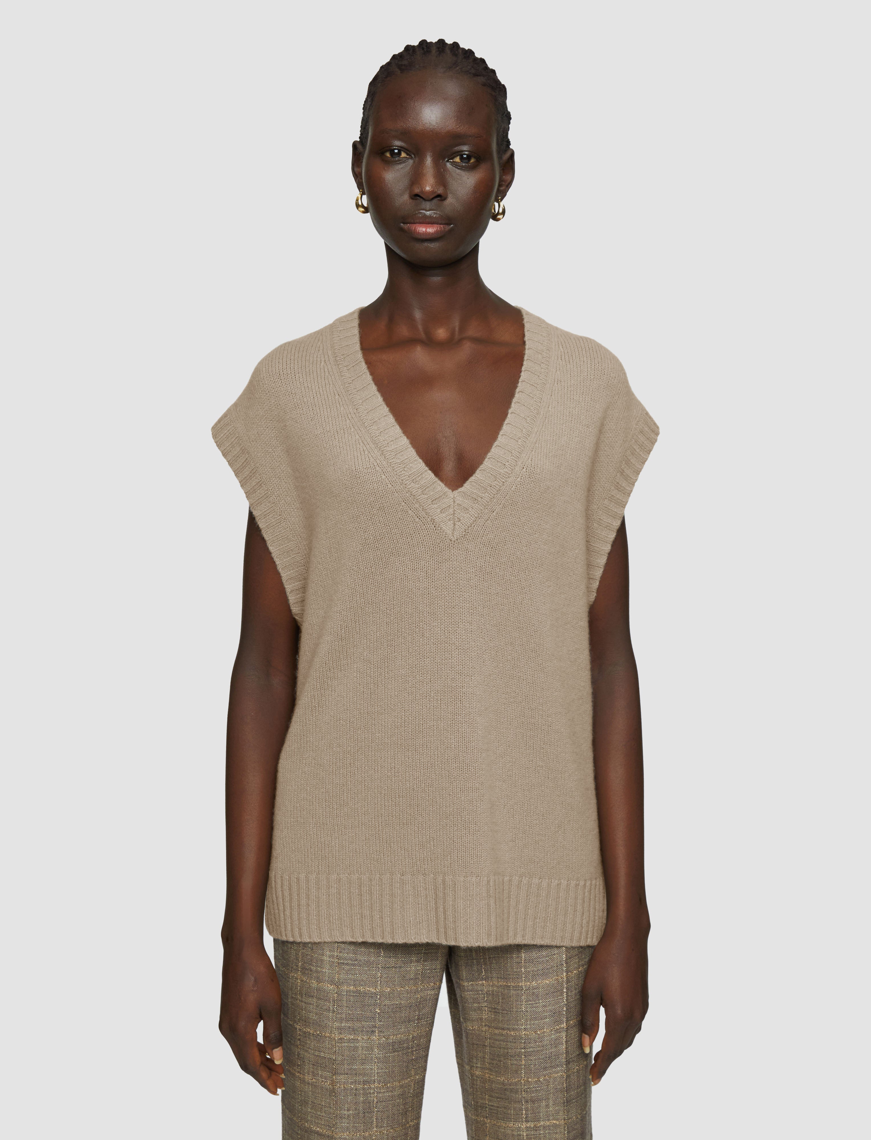 グレー-open-cashmere-ベスト-JOSEPH