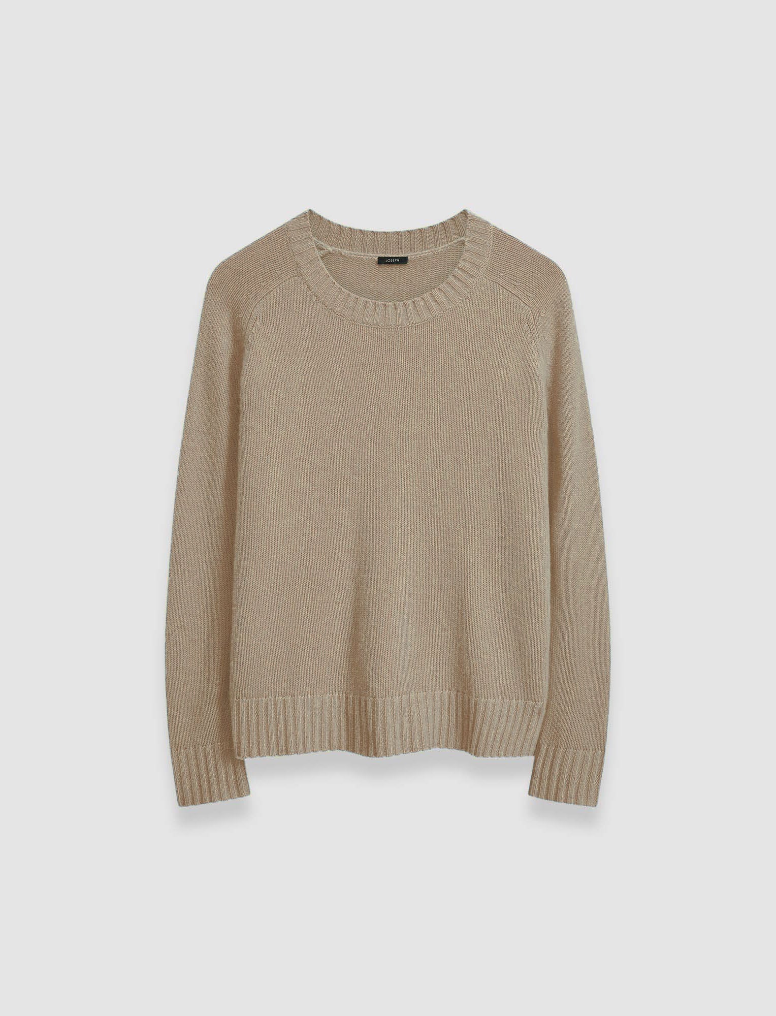 Open Cashmere Round Neck Jumper in Grey JOSEPH GB