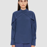 Blue Bailie Silk Crepe de Chine Blouse - Joseph