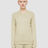 Beige Superfine Cotton Silk Round Neck Jumper - Joseph