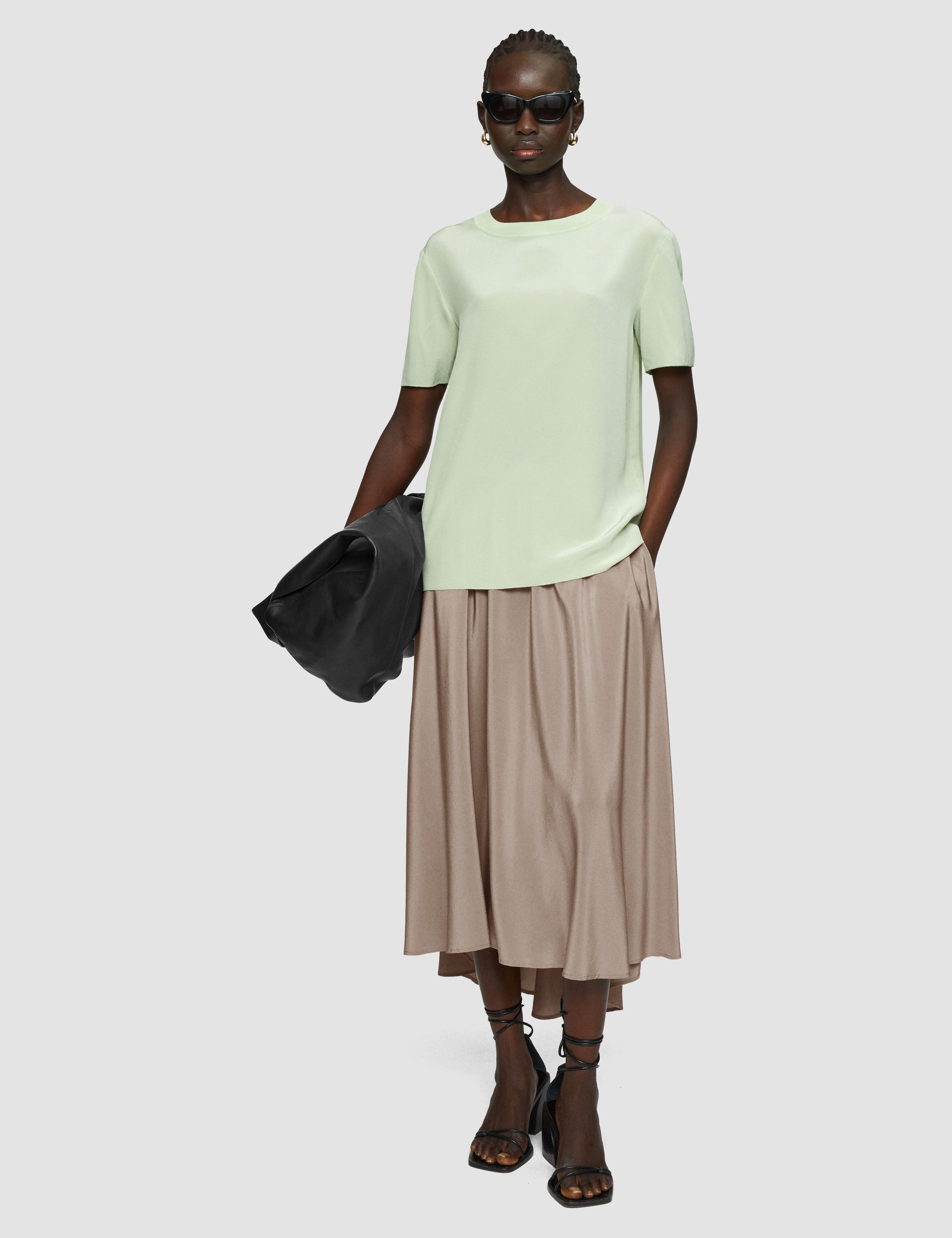 Grey Violet Crepe de Soie Silk Skirt - Joseph