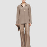 Grey Bold Crepe de Soie Silk Blouse - Joseph
