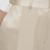 Beige Corto Shiny Matte Satin Trousers - Joseph