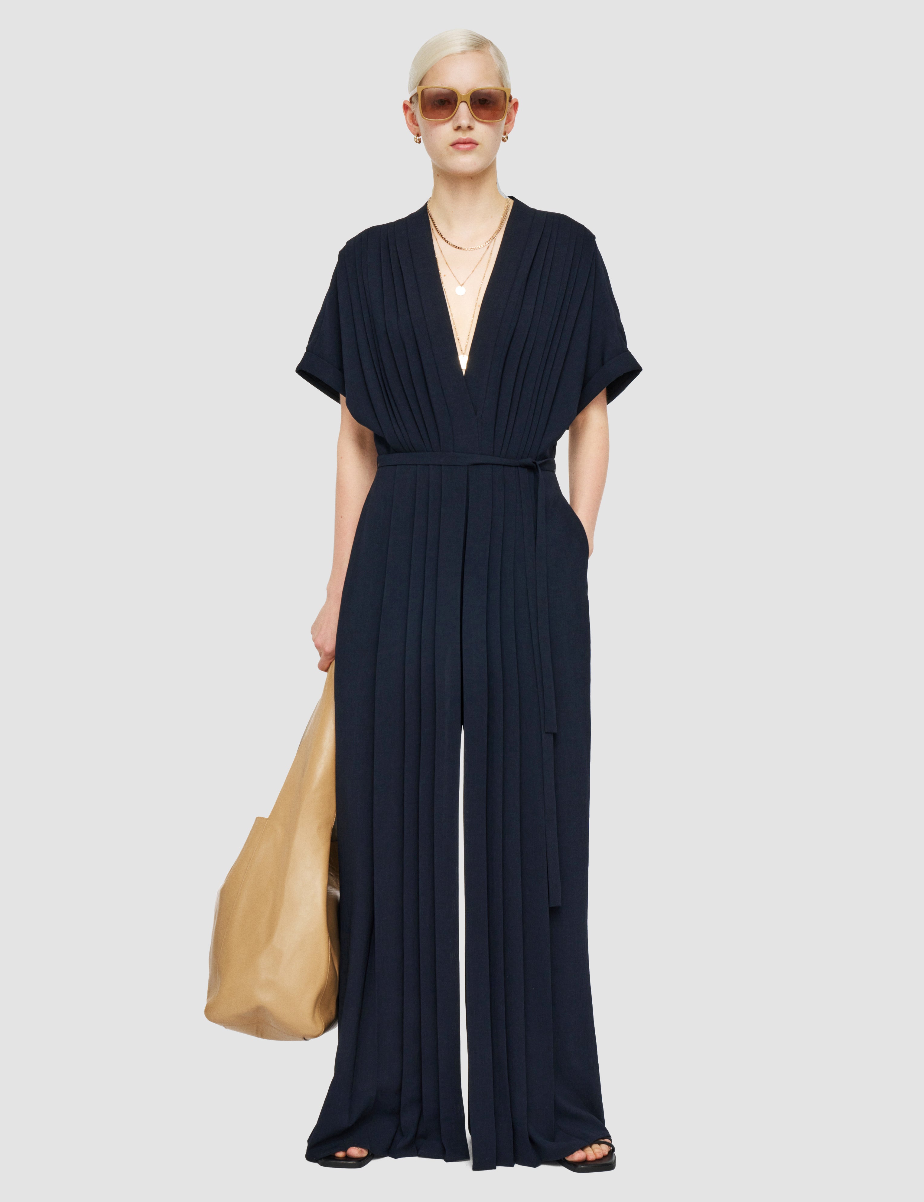 Blue Sofia Airy Plissé Jumpsuit - Joseph