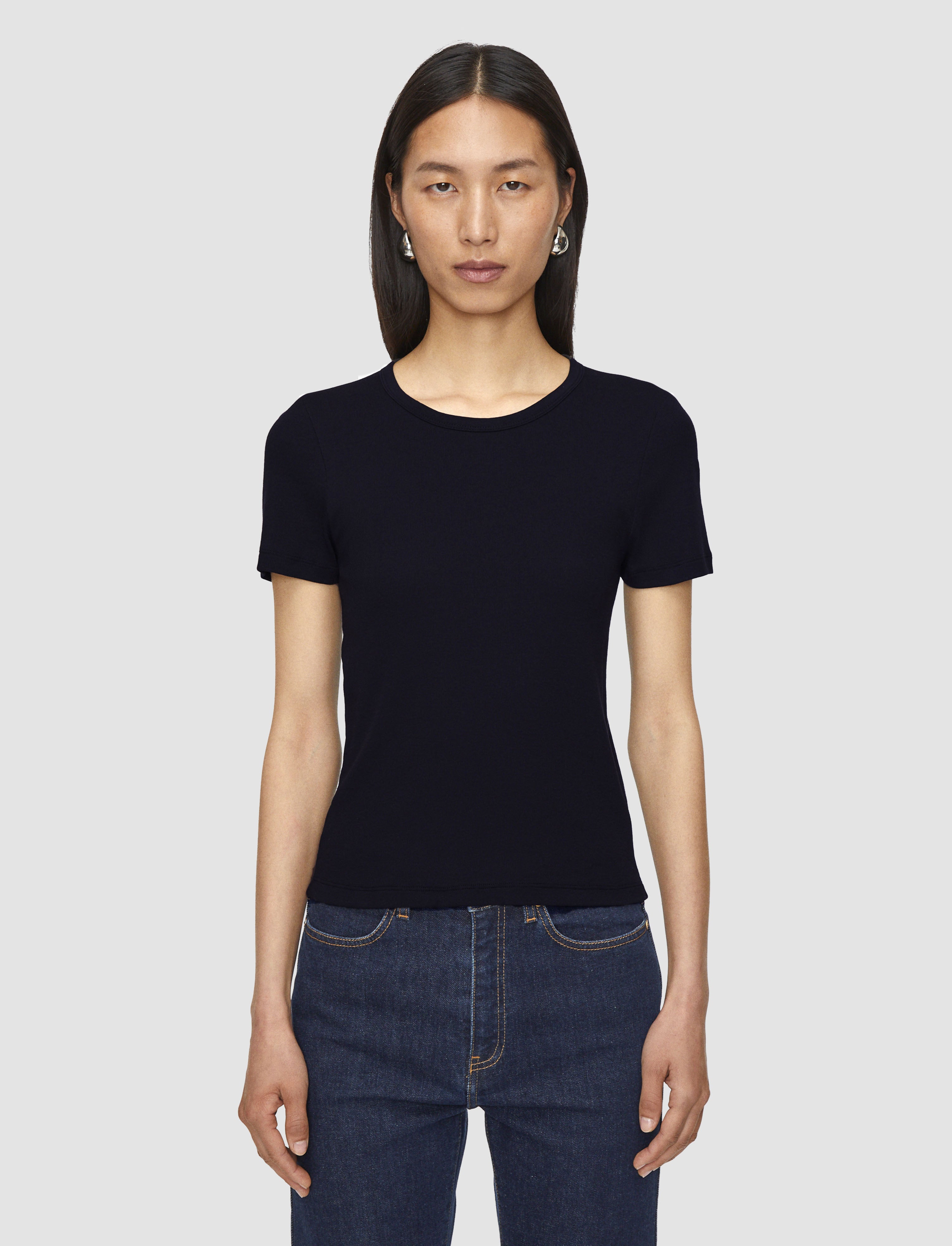 ブラック-jersey-rib-tシャツ-JOSEPH