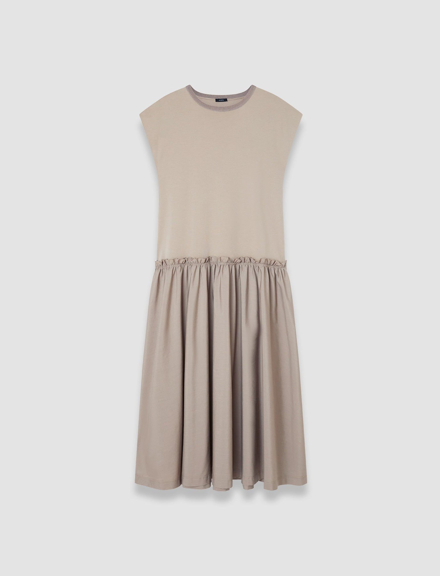 gris-robe-en-popeline-de-coton-et-jersey-JOSEPH