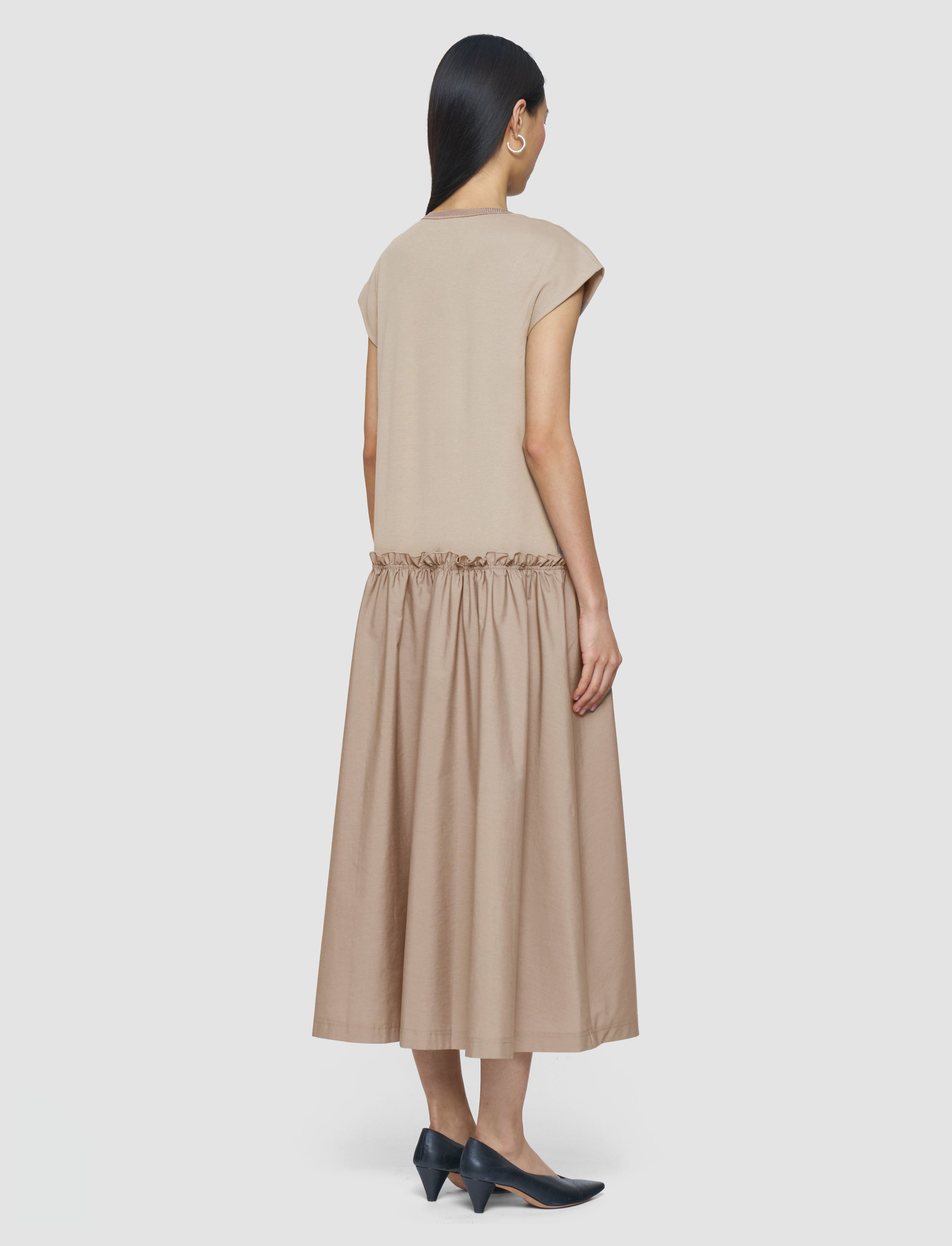 gris-robe-en-popeline-de-coton-et-jersey-JOSEPH