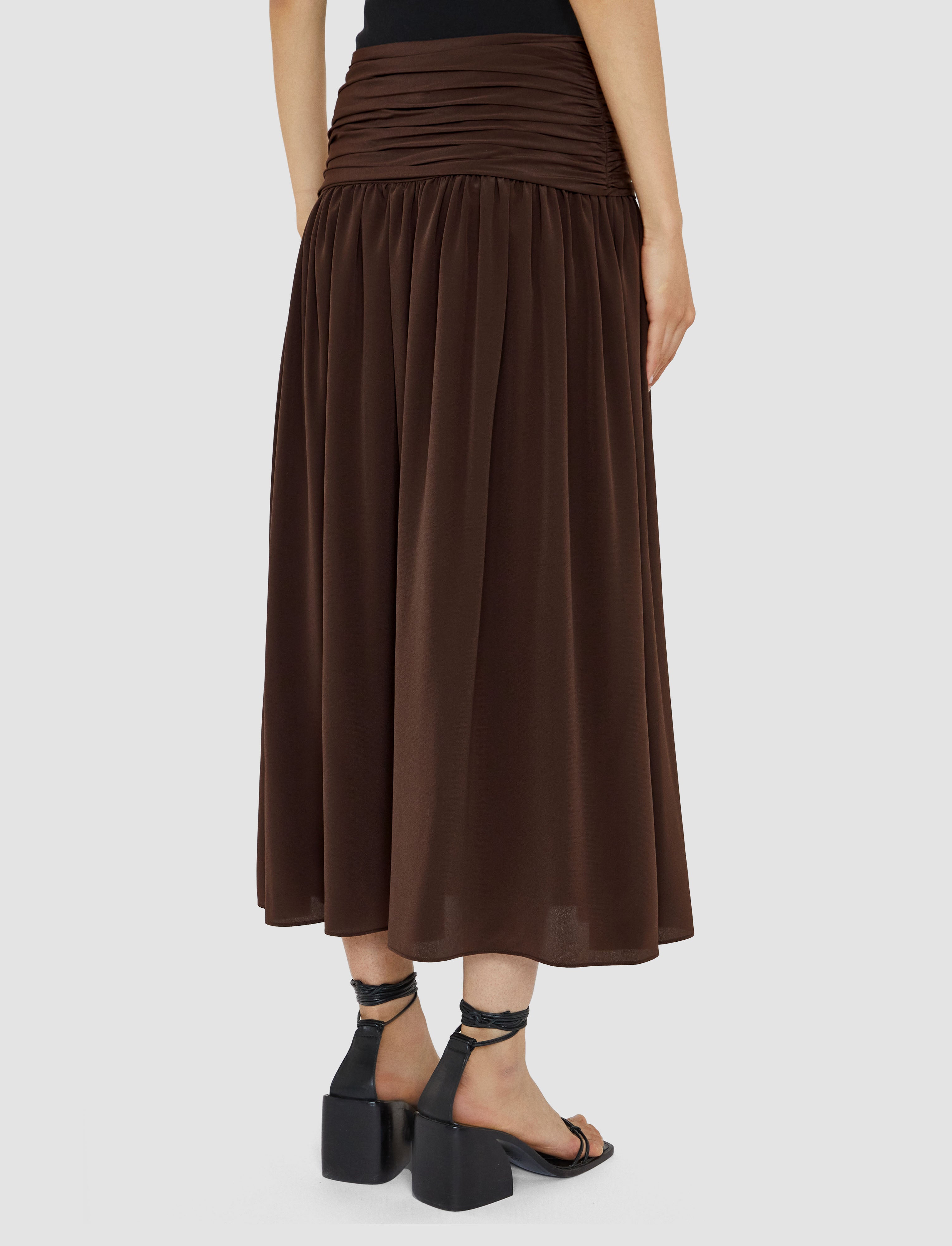 ブラウン-bex-crepe-de-chine-シルク-スカート-JOSEPH