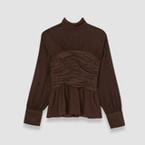 Brown Rachel Crepe de Soie Silk Blouse - Joseph