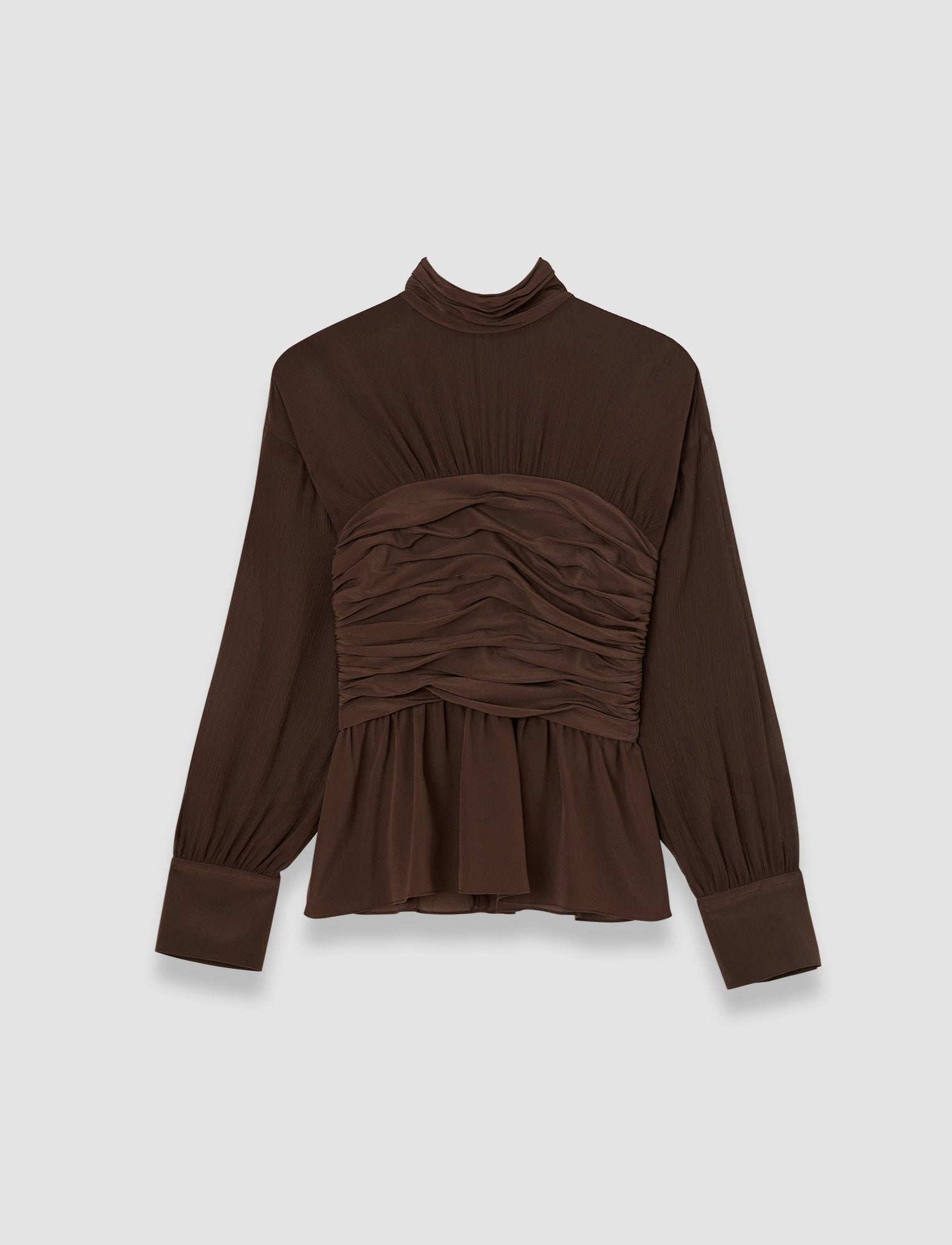 ブラウン-rachel-crepe-de-chine-シルク-ブラウス-JOSEPH